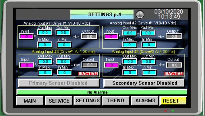 Extraction Booth Controller Screen Descriptions